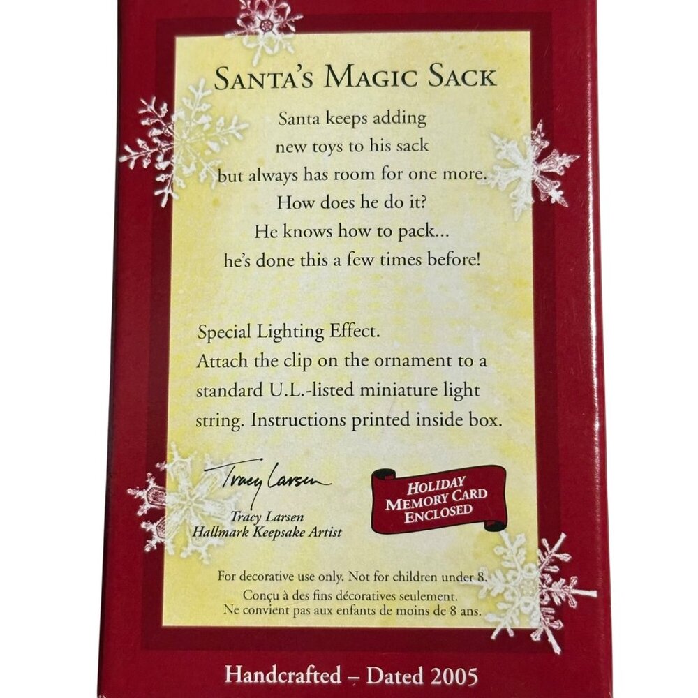 Hallmark Keepsake Ornament Santas Magic Sack 2005 Clips To Light Christmas Decor - Picture 7 of 8